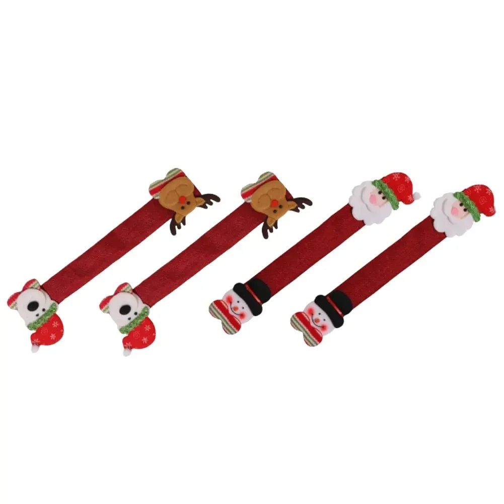 Santa Snowman Decor Holiday Kitchen Decor Christmas Celebration As Shown Festive Handle Protector Set Holiday Decoration Oasis Select Two-headed China Mainland