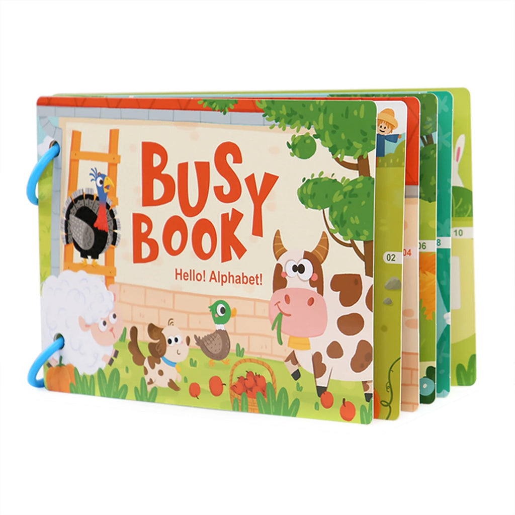 Kids Farm Letter Busy Book – Reusable Montessori Sticker Toy