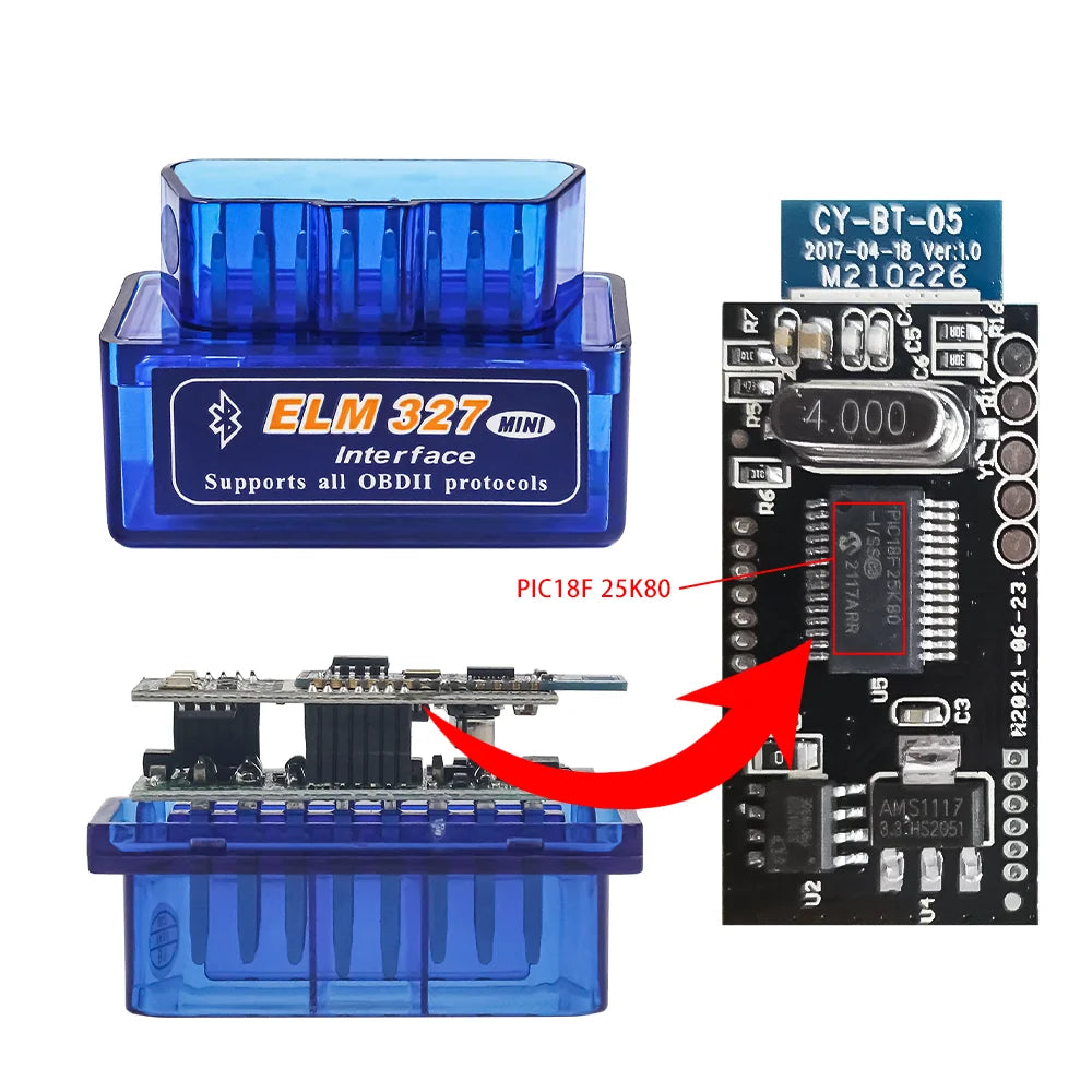 ELM327 V1.5 Bluetooth 5.1 OBD2 Scanner – Real PIC18F25K80 OBD2 Diagnostic Scanner Oasis Select