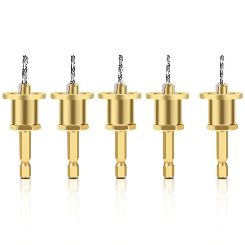 1/5Pcs CNC Adjustable Hexagonal Handle Cutter Woodworking Tools Countersink Drill Router Bit for Wood Installation Limit Hole Oasis Select