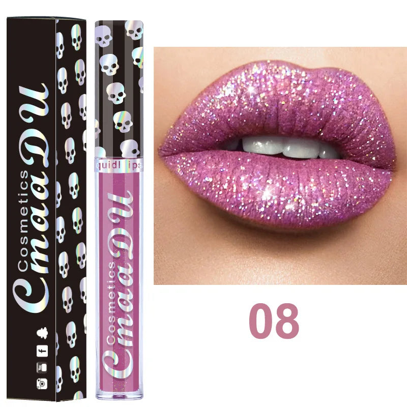CmaaDu 8-Color Diamond Shimmer Lip Gloss – Waterproof & Long-Lasting