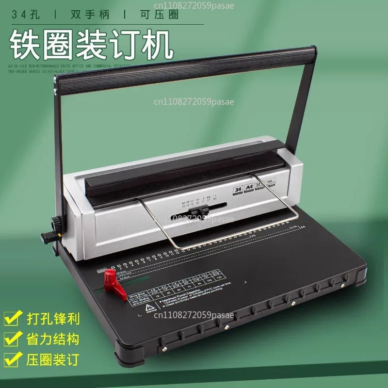 W15M 34-Hole Square Punch Manual Ring Binding Machine
