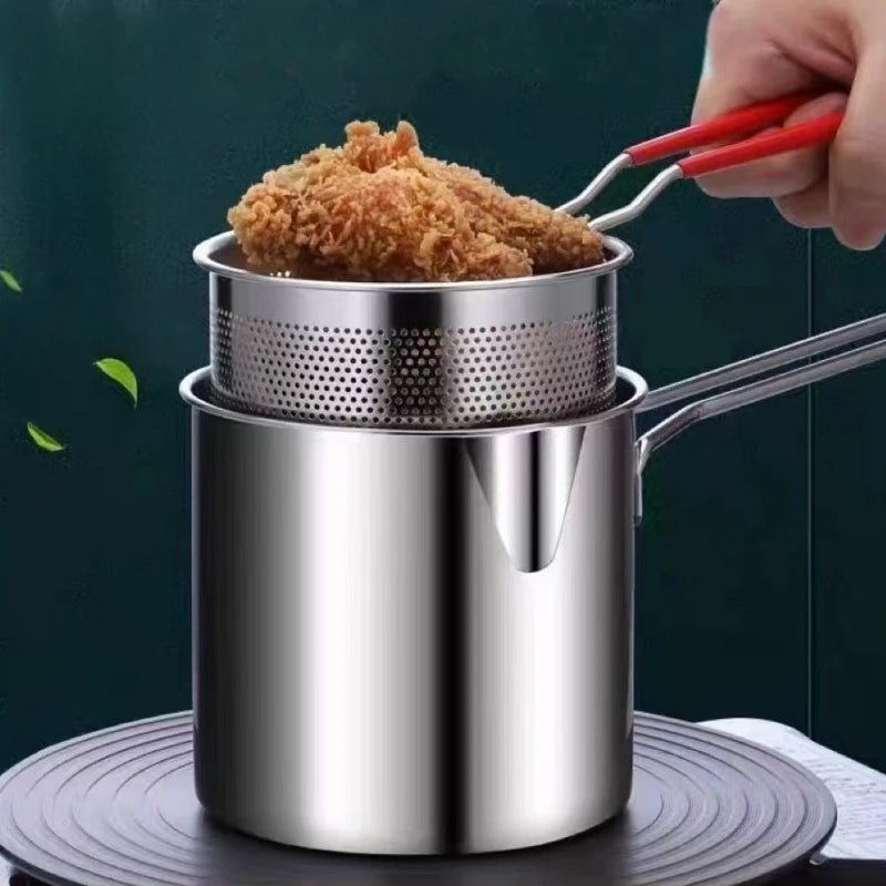 304 Stainless Steel Deep Fryer Pot with Basket French Fries, Fried Chicken, Tempura, Small Fryer, for Gas Stove Induction Cooker Oasis Select