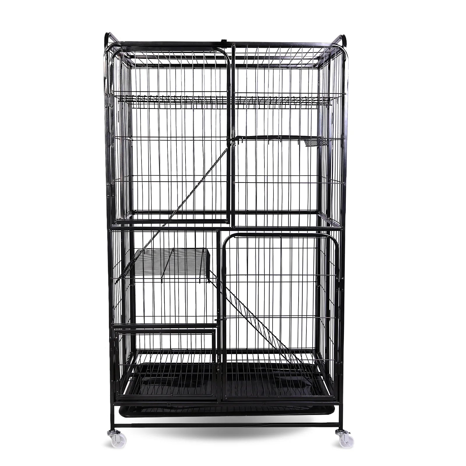 4-Tier Collapsible Cat Kennel with Wheels | Large Metal Crate Cat Kennel & Crate Oasis Select United States