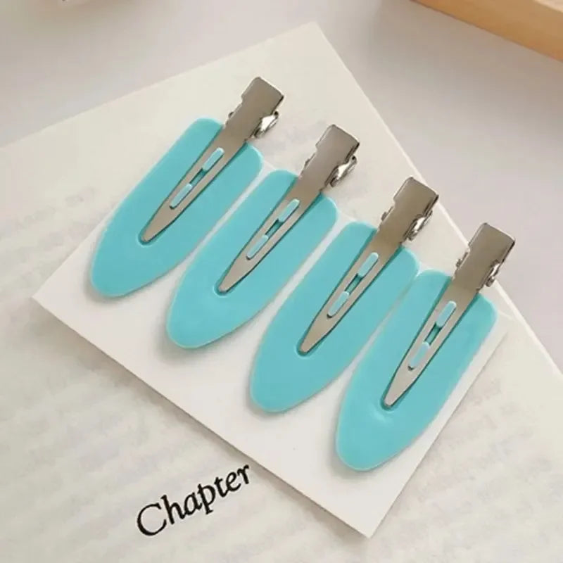 4pcs No Bend Seamless Hair Clips Side Bangs Fix Fringe Barrette Makeup Washing Face Accessories Women Girls Styling Hair Pins Oasis Select blue 4pcs