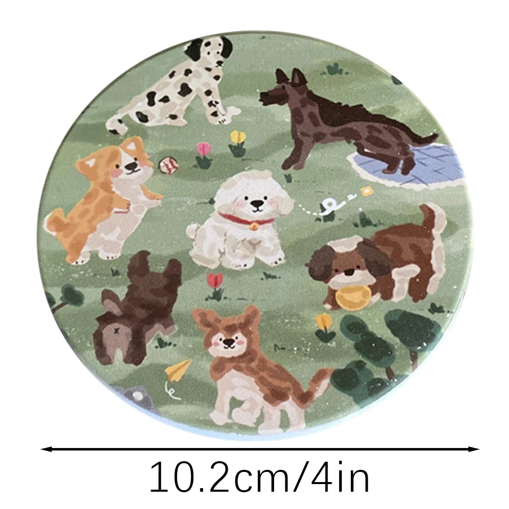 Cute Dog Ceramic Coaster | Absorbent Round Drink Mat