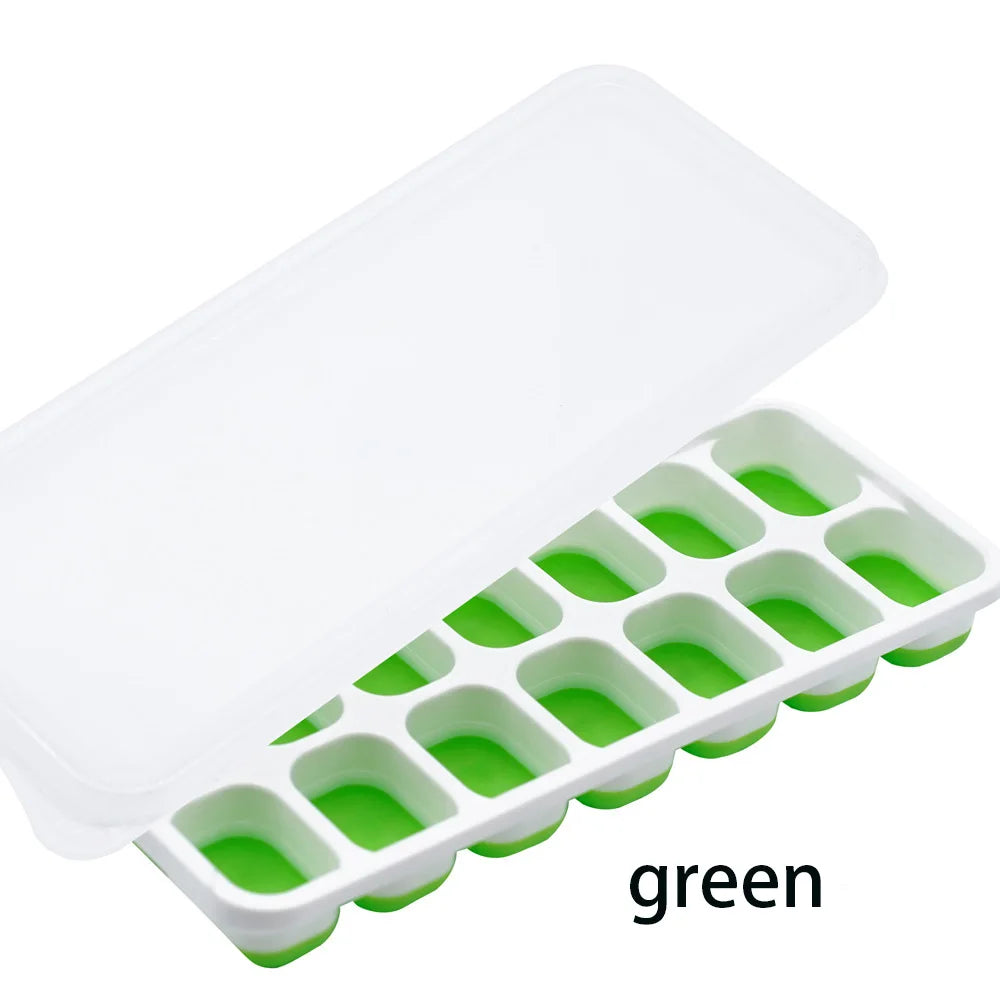 14 Grid Ice Cube Tray Silicone Mold Square Ice Cube Tray Mold Ice Cube Maker Non-toxic Durable Bar Pub Wine Ice Blocks Maker Oasis Select Green