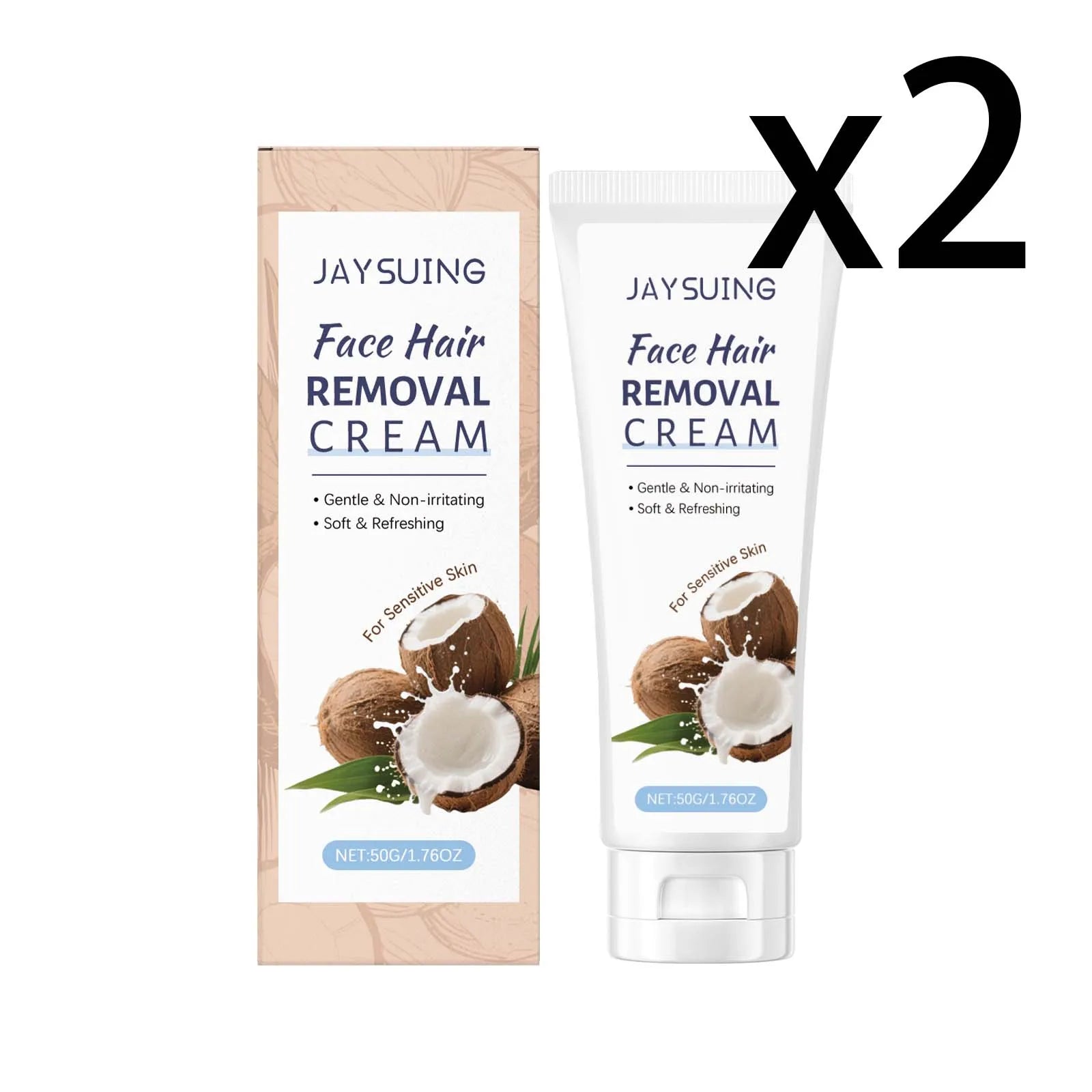 Coconut Facial Hair Removal Cream Inhibit Hair Growth Not Damaging Hair Follicles Gentle Soften Remove Facial Depilation Lotion Oasis Select 2x50g