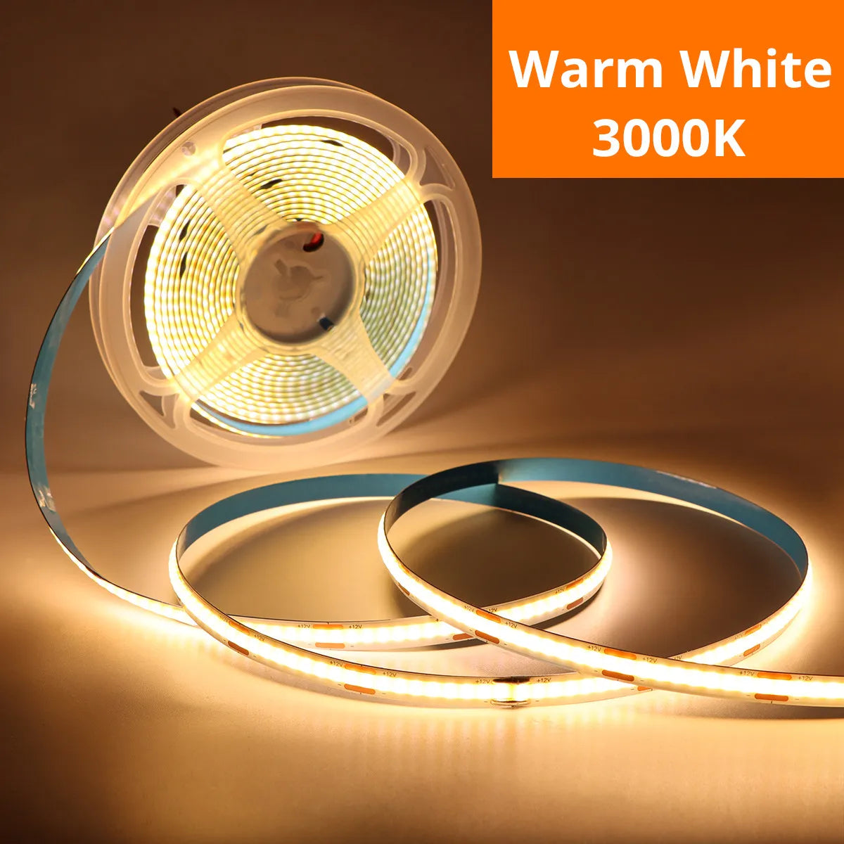 Flexible FCOB COB LED Strip Light 320LEDs/m DC12V 8MM Lamp Tape CRI90 Led Lights for Room Kitchen Decor DC Female Port Only Tape Oasis Select Warm White 1M DC12V