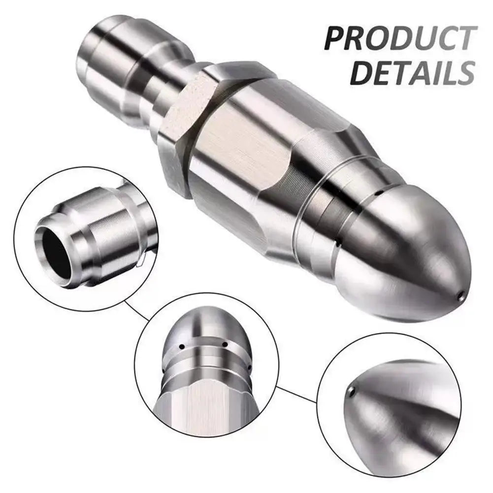 Pressure Washer Sewer Jetter Nozzle Pressure Drain Jetter Hose Nozzle 1/4" Quick Connector 5000 PSI Stainless Steel Oasis Select