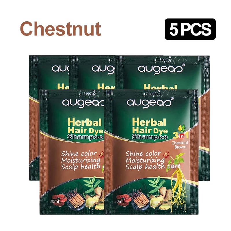 Natural Herbal Hair Dye Shampoo – Grey Coverage 30ml (3/5 Pack) Hair Dye Shampoo Oasis Select 5pcs chestnut China Mainland