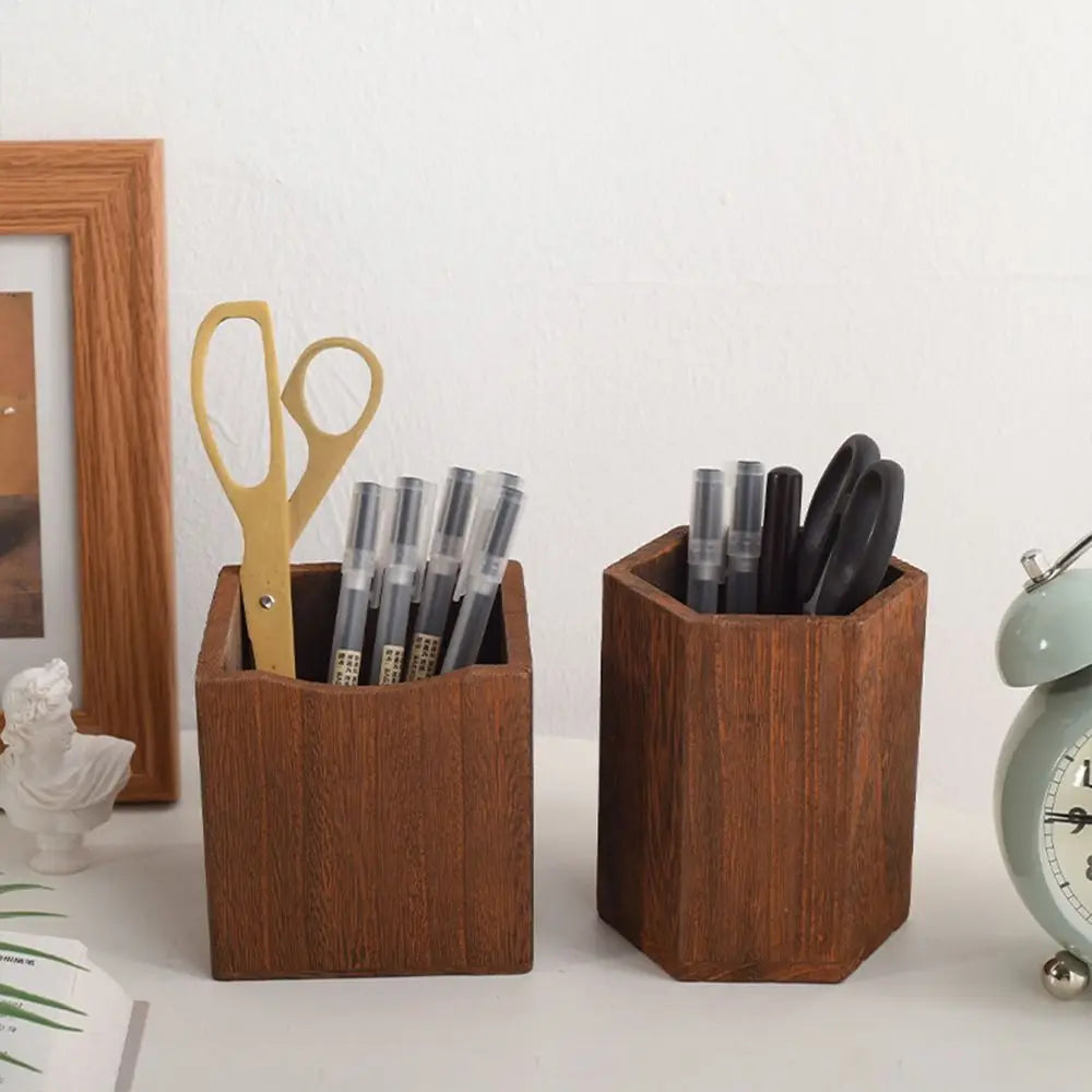 Desktop Storage Wooden Pen Holders Multifunctional Large Capacity Desktop Organizer Wooden INS Style Pencil Organizer Student Oasis Select
