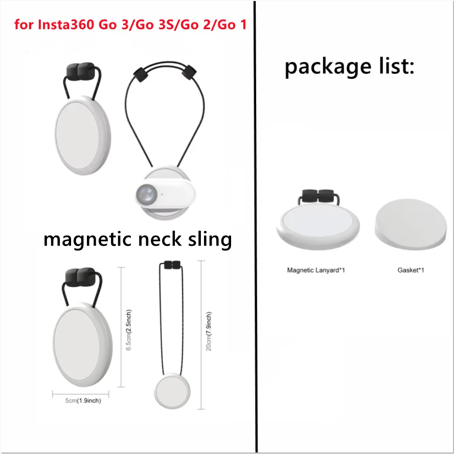 Magnetic Chest Neck Mount for Insta360 GO 3S/3/2 & DJI OSMO