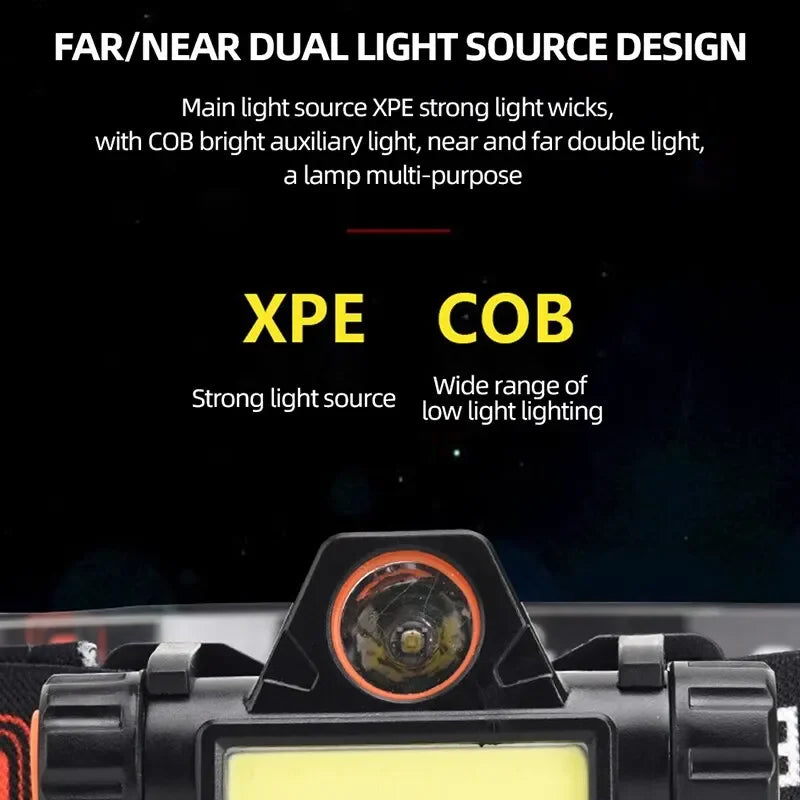 Rechargeable COB LED USB Headlamp Strong Magnetic Powerful Headlight Super Bright Waterproof Head Torch For Outdoor Fishing Oasis Select