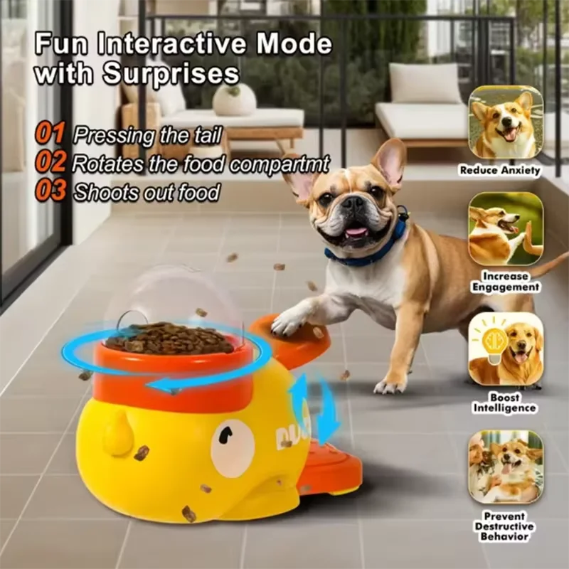 Interactive Pet Puzzle Feeder Little Yellow Duck Food Leak Toy Non-slip Base Slow Eating Bowl for Puppy Cat Daily Entertainment Oasis Select