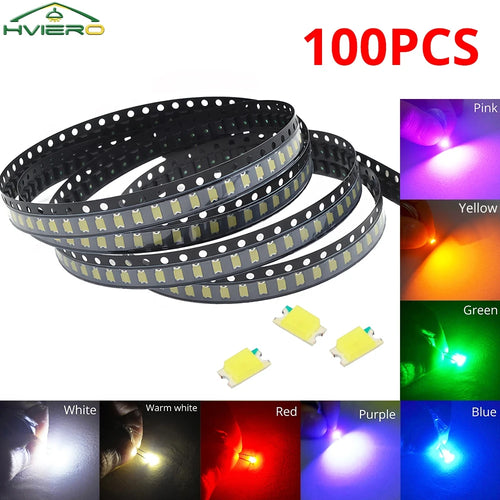 100pcs 1206 SMD LED Chip Beads – 9 Colors, Super Bright DIY SMD LED Chip Beads Oasis Select
