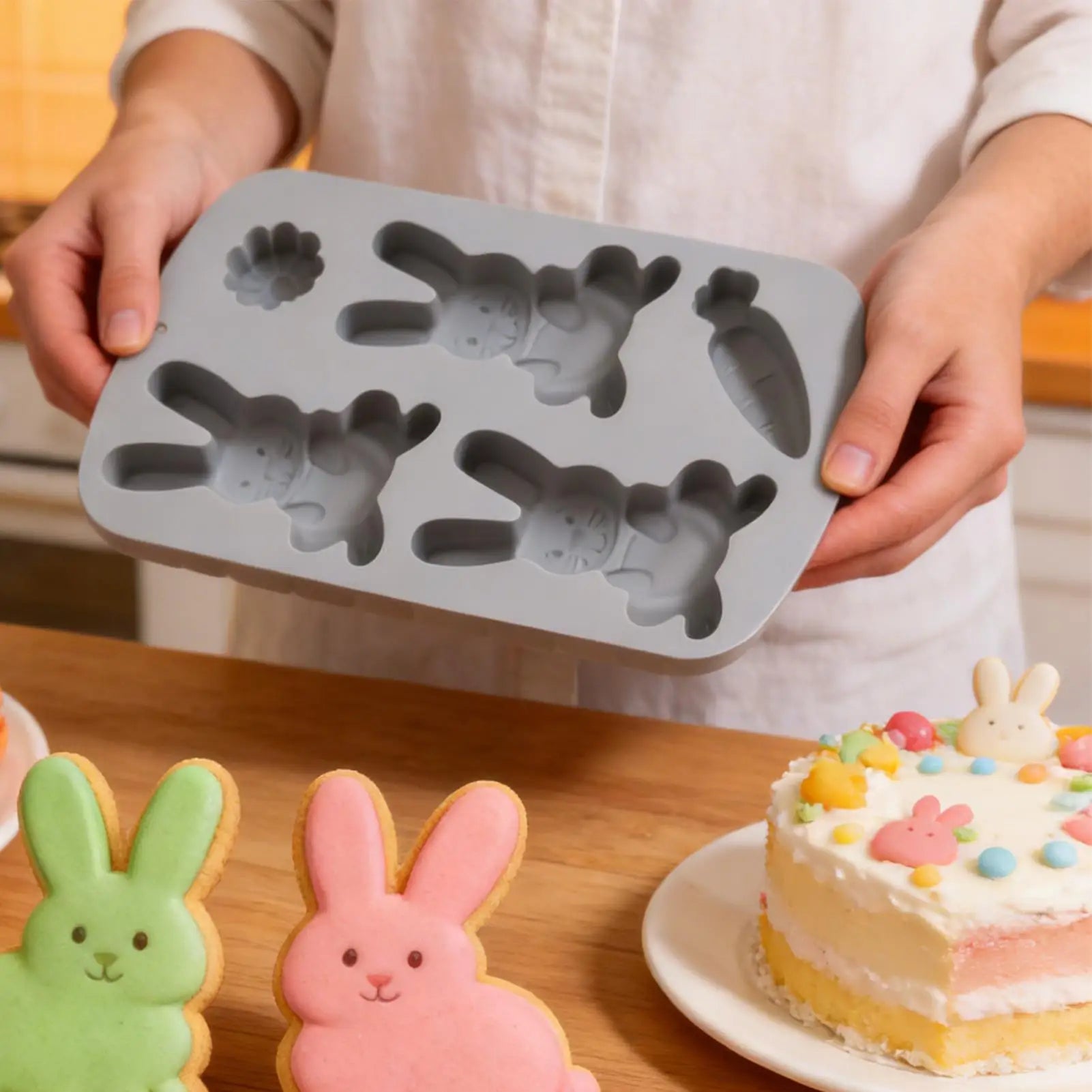 Easter Silicone Mold Cake Chocolate Cookie Baking Mould Rabbit Colored Holiday Easter Decoration Kitchen Bakeware tools Oasis Select