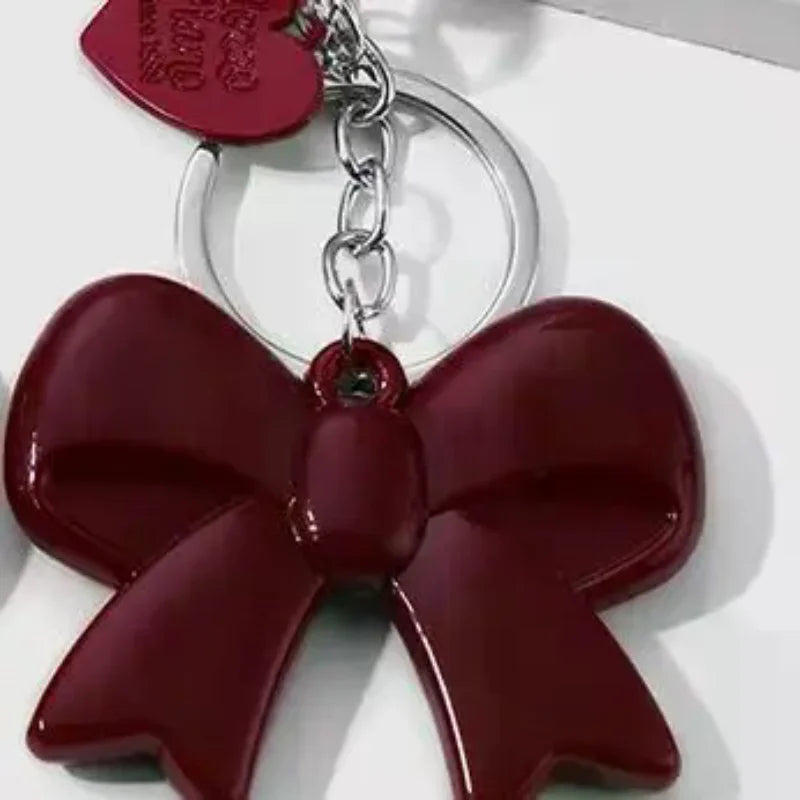 Y2K Red Bow Mirror Charm Keychain | Bag & Phone Pendant Charm Keychain Oasis Select