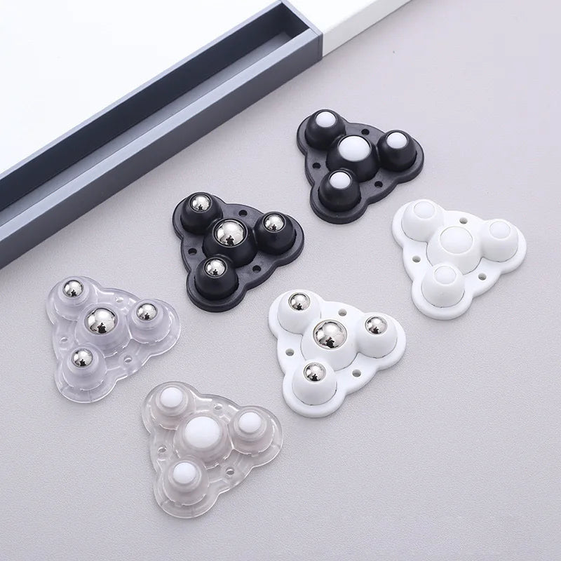 New 4Pcs Self Adhesive Type Mute Ball Universal Wheel 300Kg 4 Beads Furniture Casters Wheels Stainless Steel Wheel 360° Rotation Oasis Select