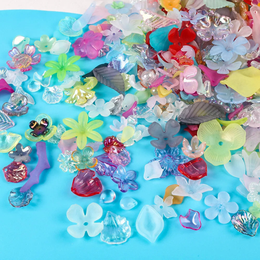 20g/100g Acrylic Assorted Beads Flower Star Butterfly Candy Acrylic Kawaii Beads for DIY Keychain Bracelets Jewelry Making DIY Oasis Select