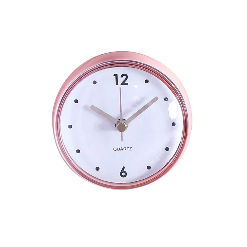 Waterproof And Anti-Fog Design Sucker Wall Clock Plastics 75x75mm Silent Quartz Clocks Sucker Wall Clock For Kitchen Bathroom Oasis Select Pink China Mainland