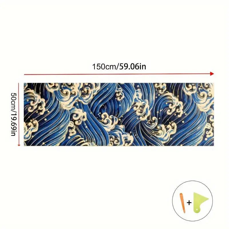 1Pcs High Grade Wear-Resistant Car Dashboard Door Panel Ceiling Decor Fabric Self-Adhesive Black Koi Fish Car Interior Sticker Oasis Select A4