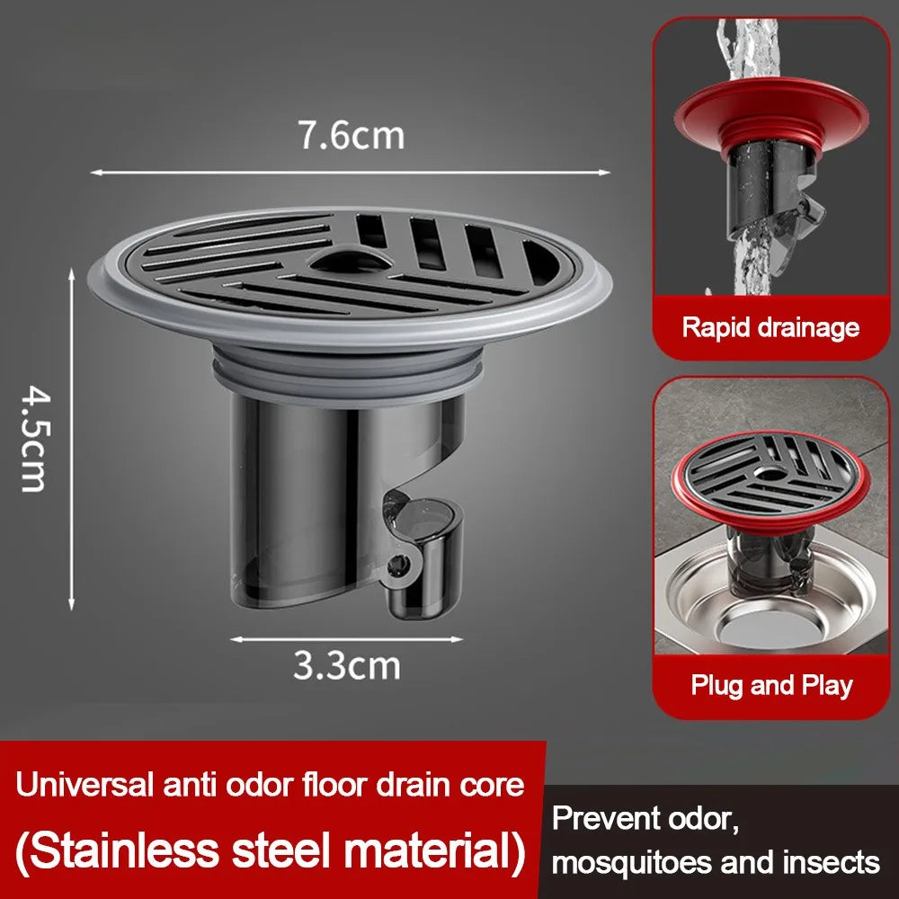 Stainless Steel Shower Floor Drain Backflow Preventer Self-Closing Sink Strainer Anti-odor Insectproof Drain Filter Plug Oasis Select 2