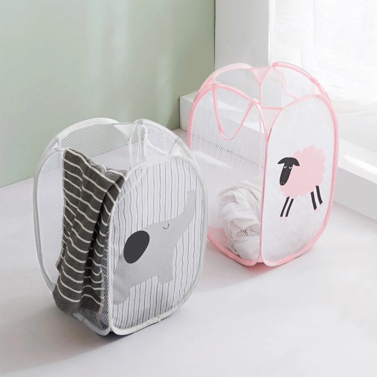 Cartoon Foldable Mesh Dirty Clothes Basket Oasis Select