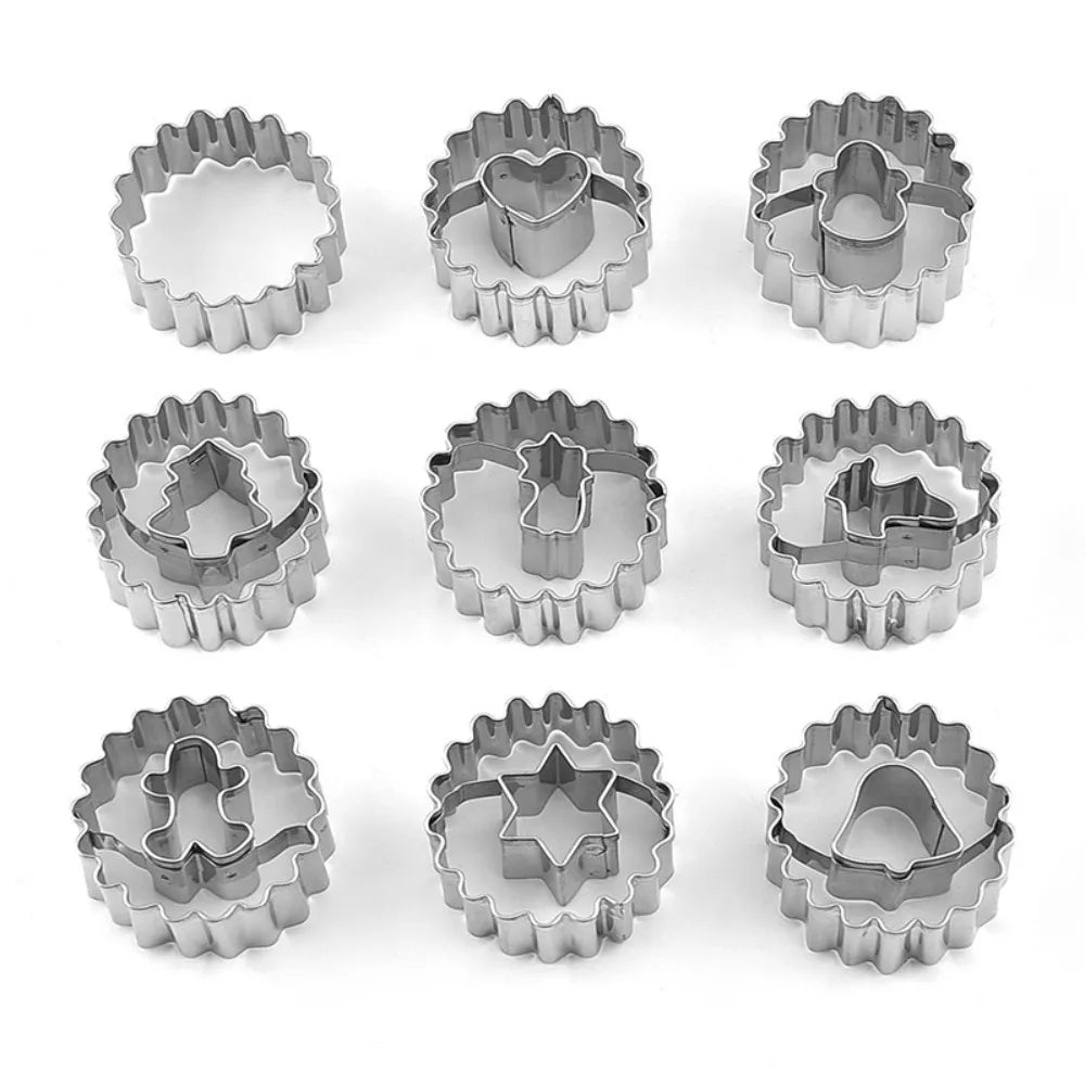 9pcs 304 Stainless Steel Christmas Cookie Cutters Snowman Xmas Tree Biscuit Baking Tools Gingerbread Man Pastry Mold Oasis Select Set A