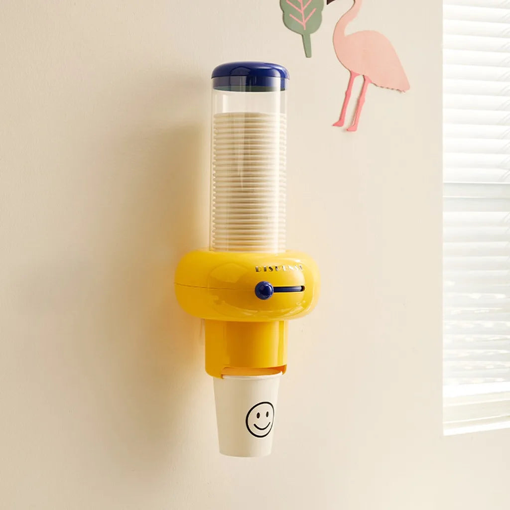 Wall-Mounted Paper Cup Dispenser | Drill-Free, Dustproof