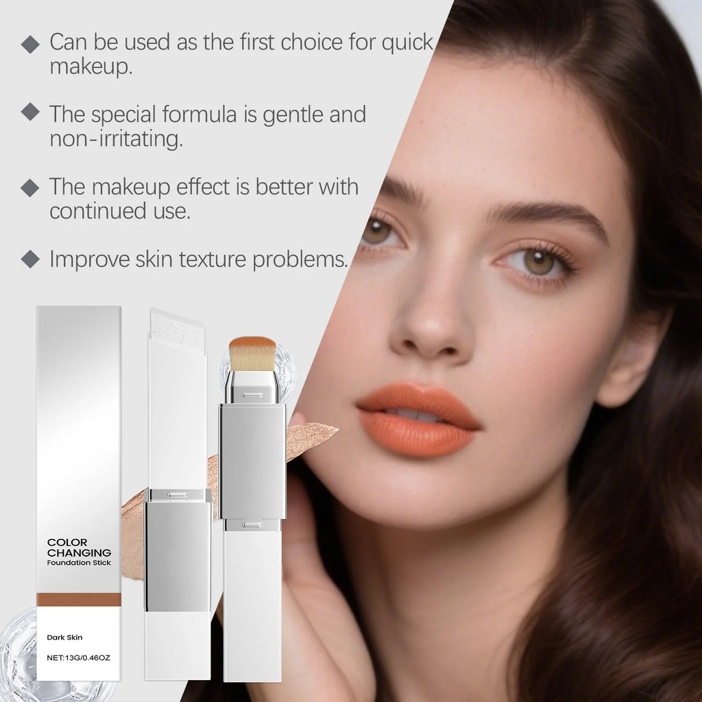 2-in-1 Foundation Stick Multifunctional Lightweight Brighten Matte Foundation Base Makeup Magic Color Changing Foundation Stick Oasis Select