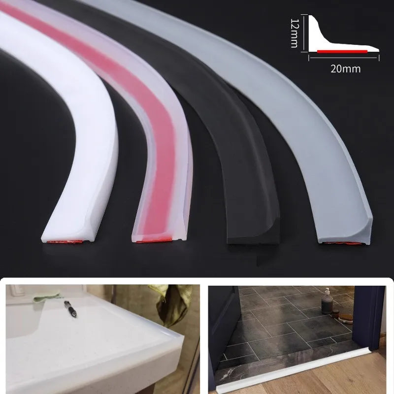 Silicone Shower Water Stopper – Self-Adhesive Seal Strip