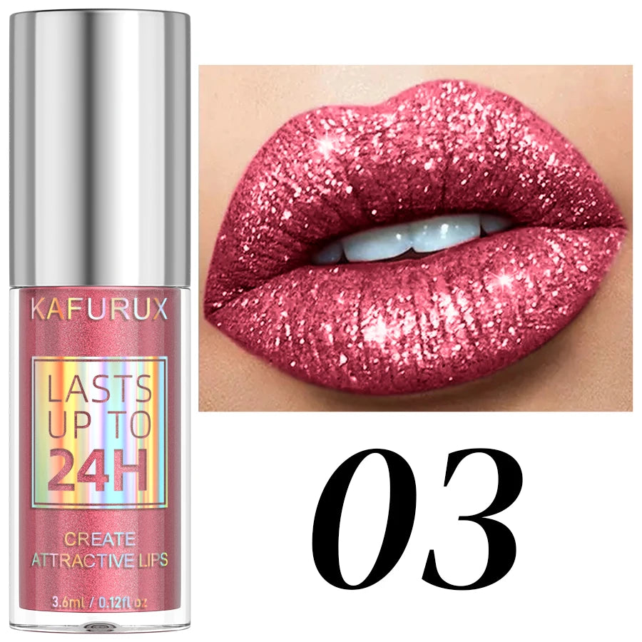 KAFURUX 20-Shade Glitter Liquid Lipstick & Diamond Lip Gloss