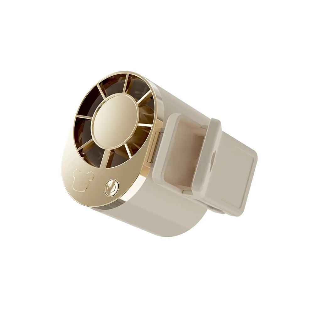 3 Speeds Adjustable Portable Handheld Fan Quiet Operation USB Rechargeable Umbrella Hanging Waist Fan Clip-on Handheld Oasis Select White Gold