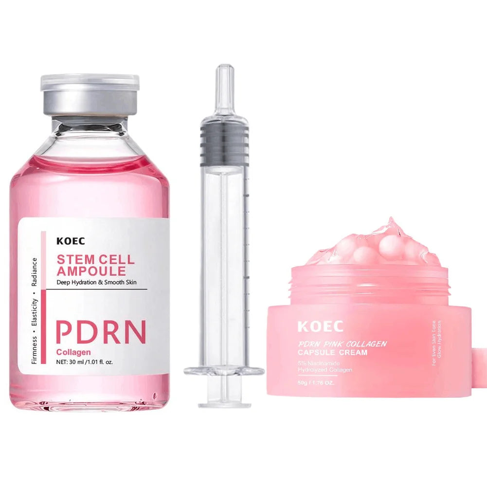 KOEC Deep-Sea Collagen Silk Peptide Facial Ampoule Essence & Polypeptide Collagen Moisturizing Face Cream Skincare Set Oasis Select SET A