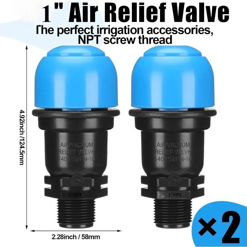 2PCS Kinetic Release Air Valve 3/4" BSP/NPT Male Thread Air Relief Vent Irrigation Water Saving for Agricultural Drip Systems Oasis Select 1 Inch NPT