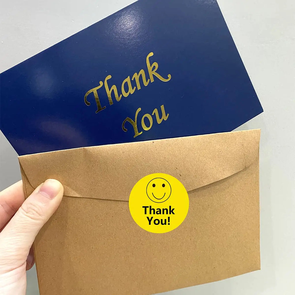 Smile Thank You Stickers,Yellow Smiley Face Thank You Stickers ,Happy Face Mailing Labels 500pcs Round Circle Adhesive Stickers Oasis Select