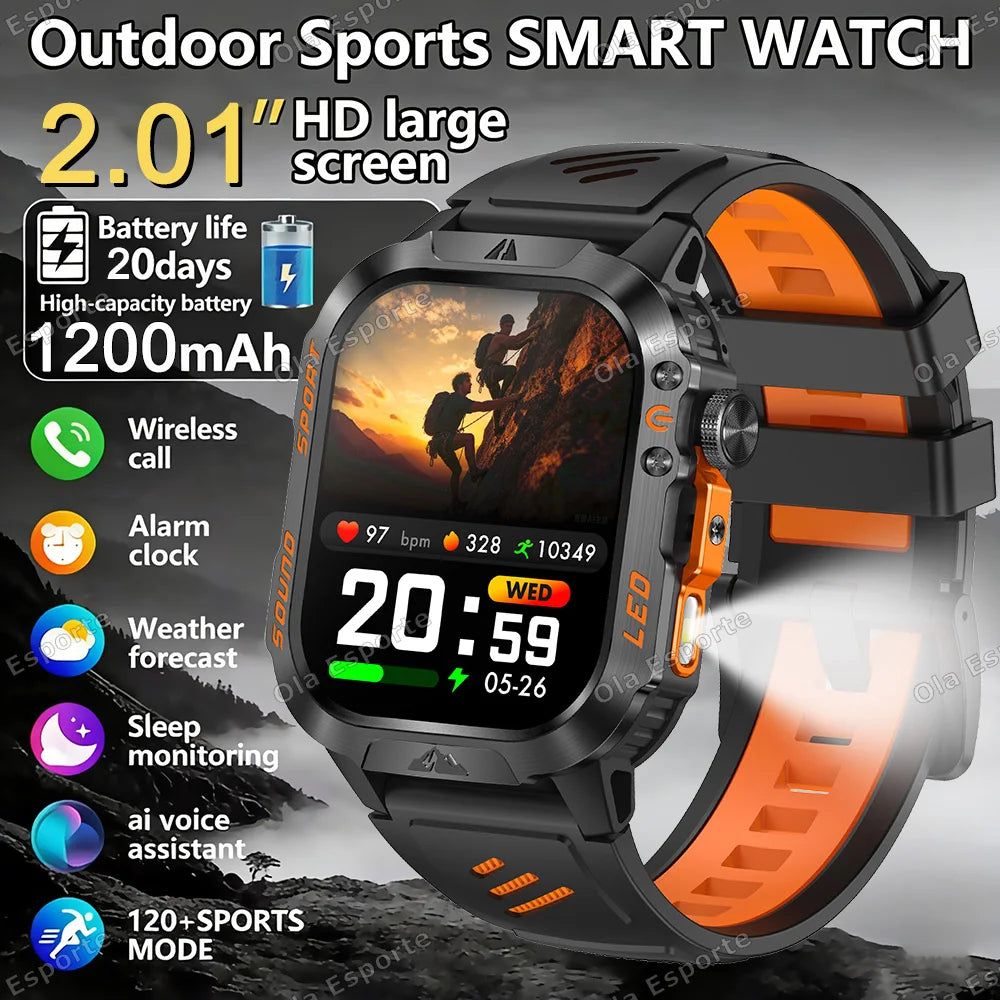Ola Esporte HT30 Military Smartwatch | LED Flashlight & BT Call