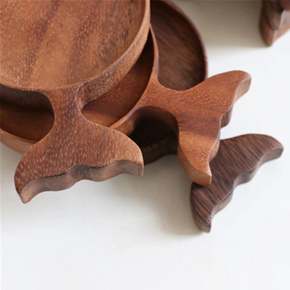 Fish-Shaped Wooden Condiment Dipping Dish with Handle