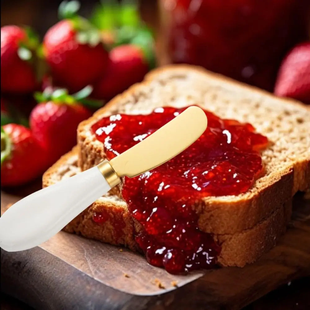 Portable Stainless Steel Cheese Knife Ceramic Handle Bread Jam Butter Knife Wipe Cream Kitchen Tools Party Oasis Select