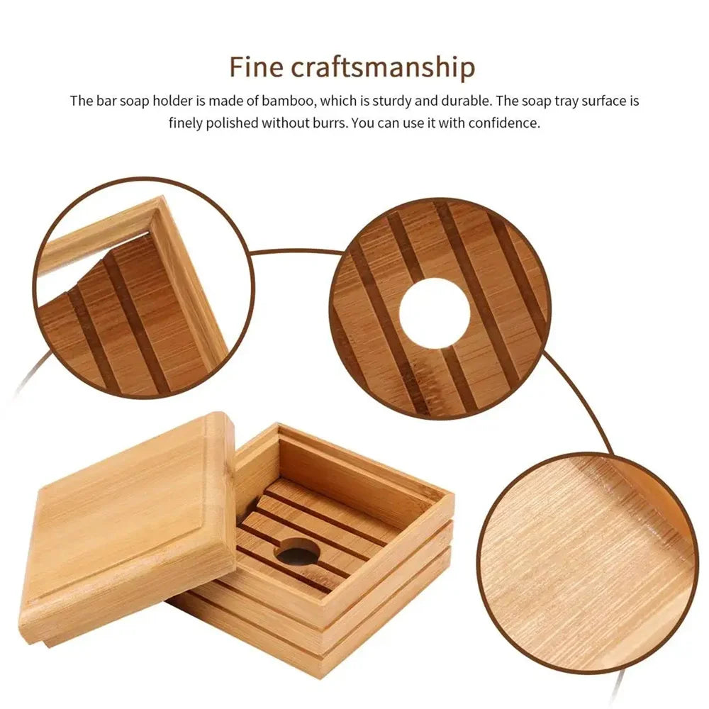 Bamboo Soap Box Convenient Lightweight Tray Holder Storage Rack Container Handcraft Bathtub Soap Dish Home Oasis Select