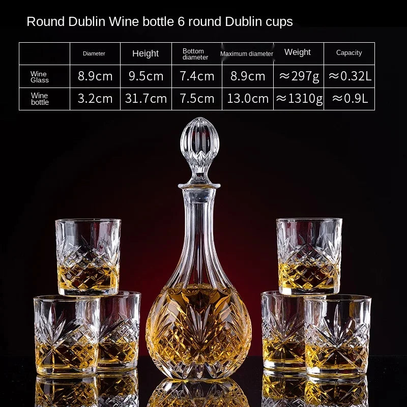 European thickened whiskey glass set large foreign wine glass crystal glass wine bottle creative wine set Oasis Select Round Dublin Set.