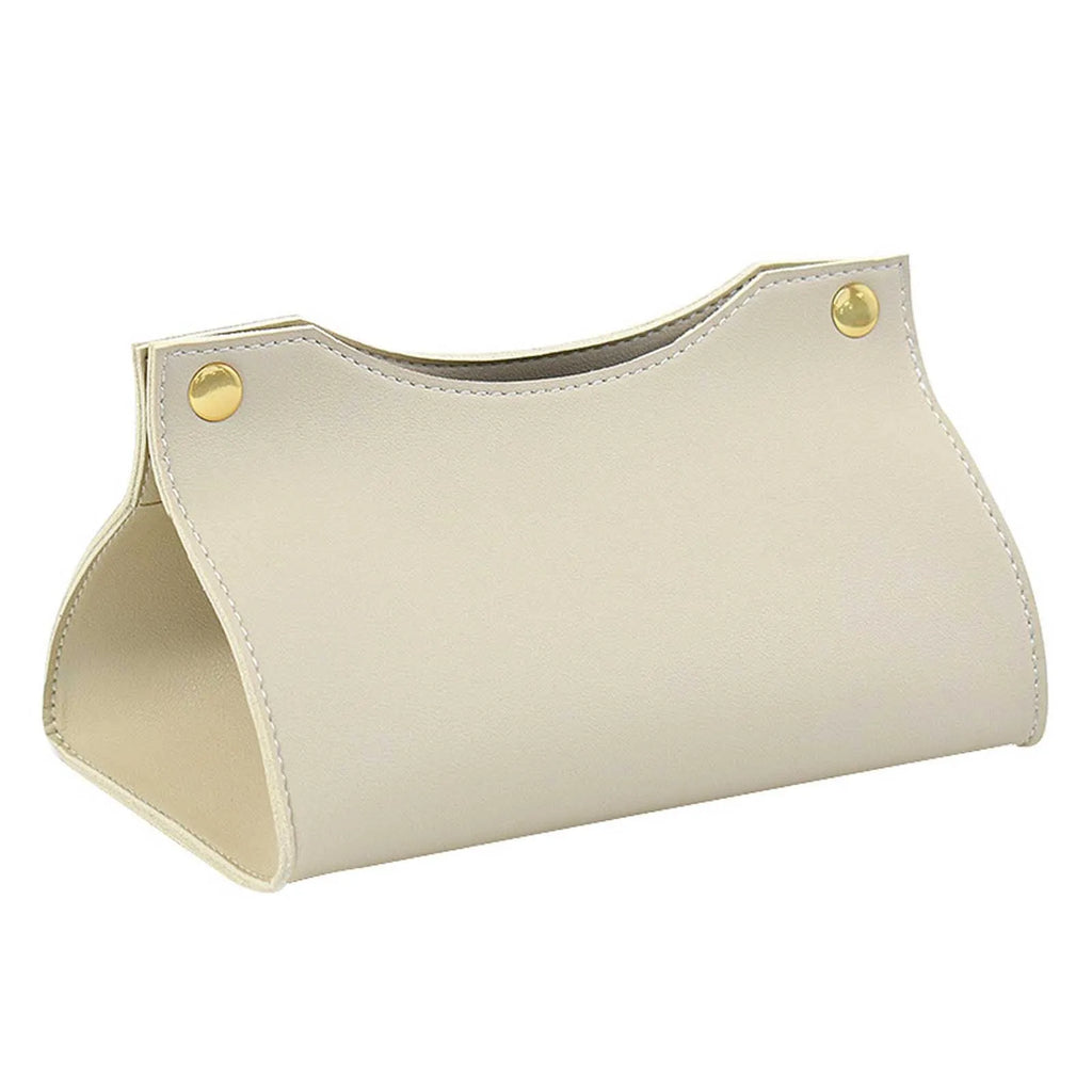Tissue Box Holder Home Living Room Coffee Table Desktop Simple Napkin Box Kitchen Storage Paper Box PU Leather Organizers Oasis Select Beige