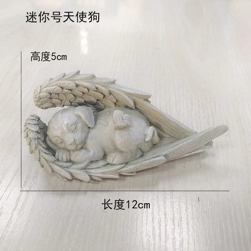 Pet Tombstone Dog Cat Tombstone Memorial Stone Personalized Memorial Stone Resin Statue Creative Angel Dog Cat Ornament Oasis Select small angel dog
