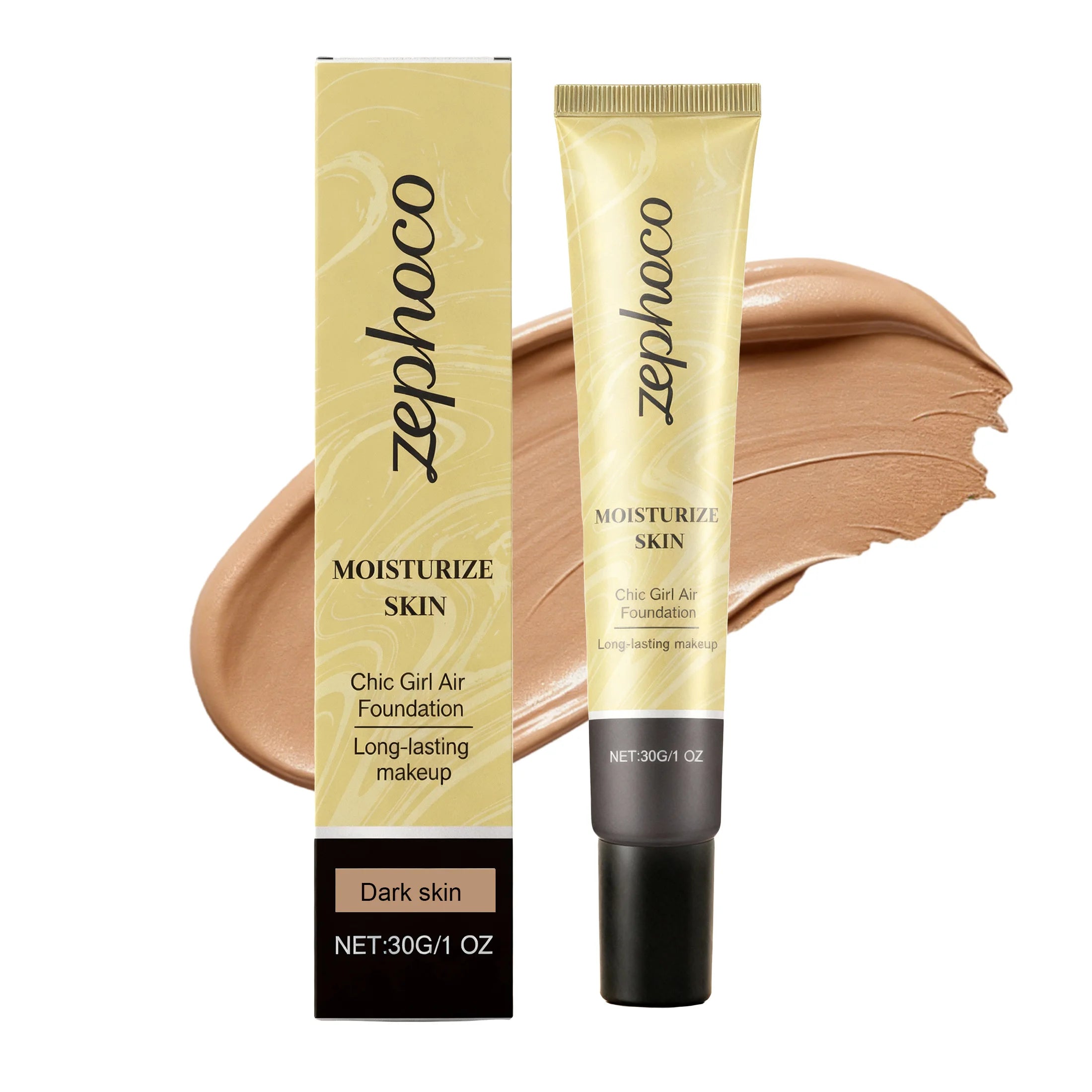Concealing Foundation, Natural Concealer, Lightweight Skin-Fitting, Clear Finish, Brightening 3D Contour, Long-Lasting Wear Oasis Select Deep Skin Color
