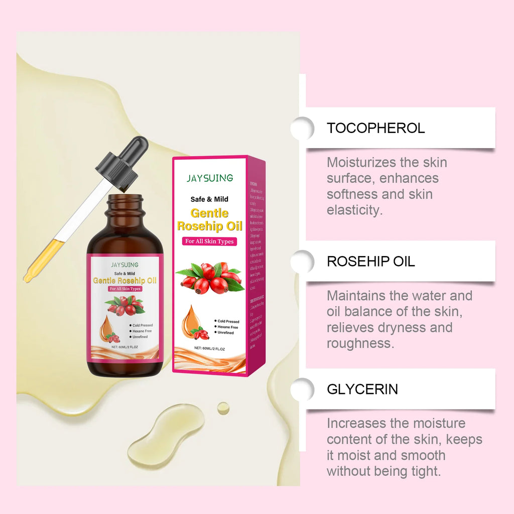 Rosehip Facial Oil Moisturizing Smoothing Skin Relieves Dryness Discomfort Enhances Softness Elasticity Anti-Aging Essence Oil Oasis Select