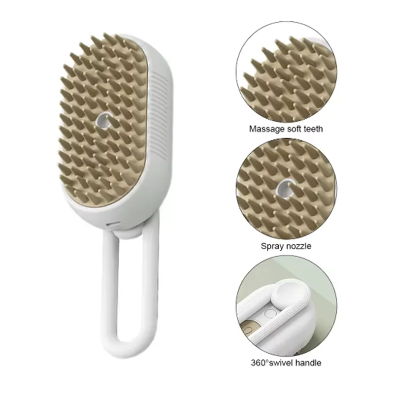 New Cat Dog Pet Spray Massage Brush One Button Steam Spray Folding Rotatable Floating Hair Bath Hair Removal Brush Comb Oasis Select
