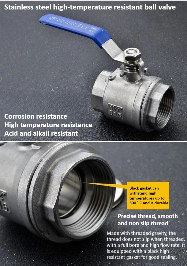 304 stainless steel internal thread two-piece ball valve 1/4 3/8 1/2 "3/4" 1 "2" BSP water gas oil switch adapter Oasis Select
