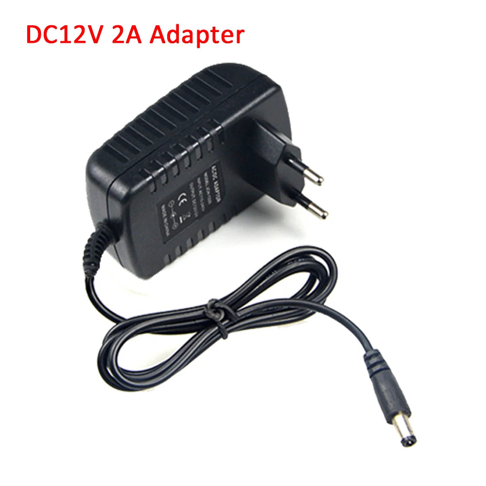 Universal Power Adapter AC110-240V To DC 12V EU Supply Charger 5.5*2.1mm Lighting Switches Power Driver for LED Strip Light TV Oasis Select 2A 12V EU Power Plug