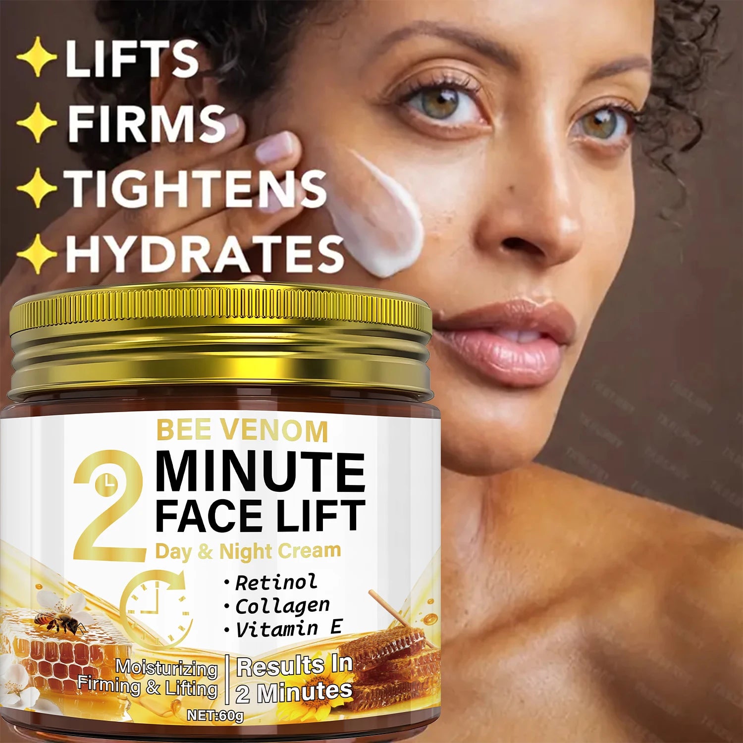 Bee Venom Anti-Aging Day & Night Cream with Retinol & Collagen - Intense Moisturizing & Firming Face Lift Treatment Oasis Select
